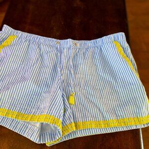 Lilly Pulitzer Blue and Yellow Striped Women Shorts